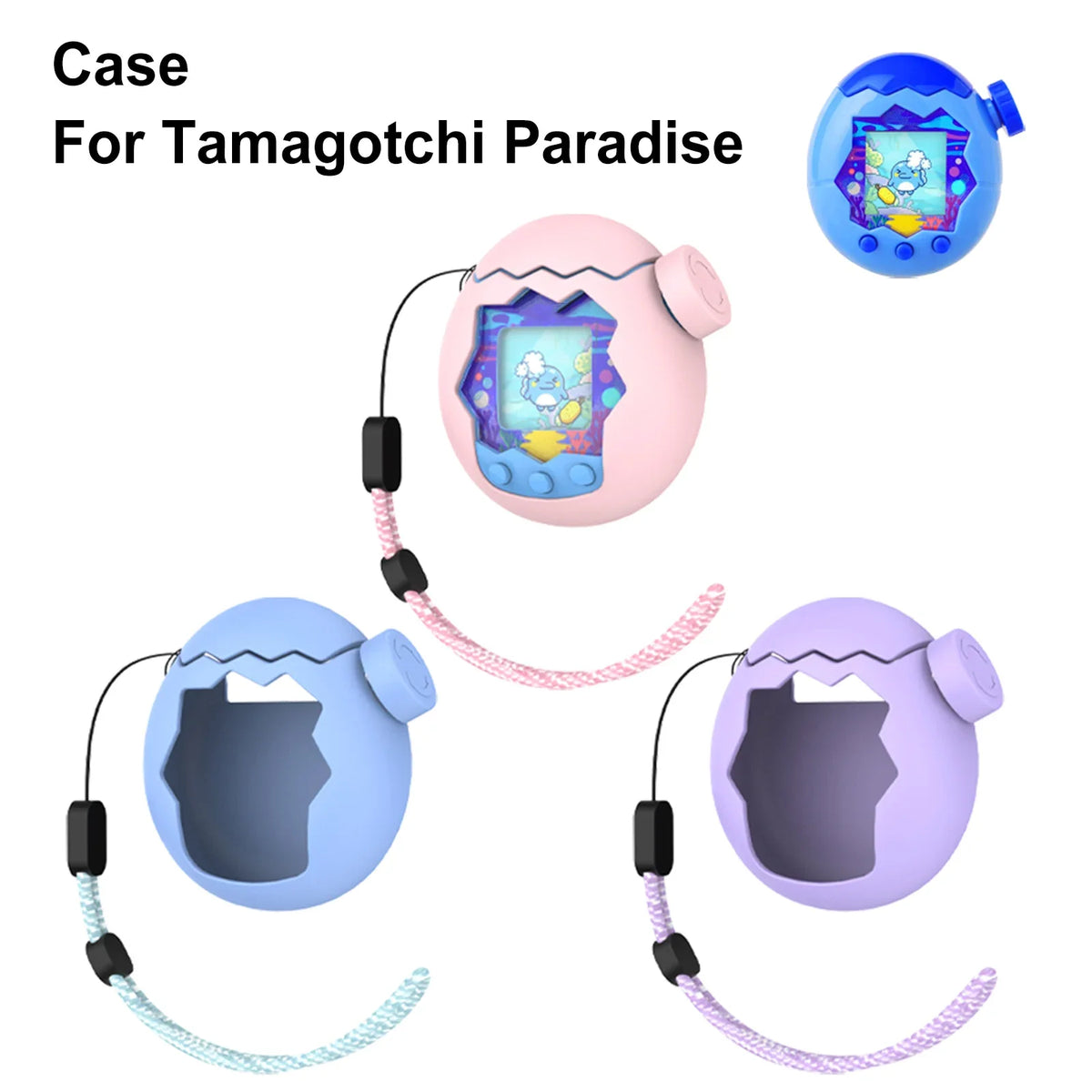 Silicone Cover with Thumb Grips and Lanyard | Soft Protective Case for Tamagotchi Paradise