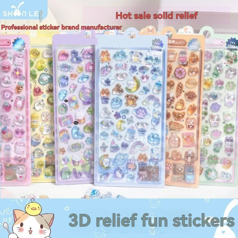 Japanese Anime Food Stamping Seal Fun | 3D Crystal Diamond Sticker Set for Kids