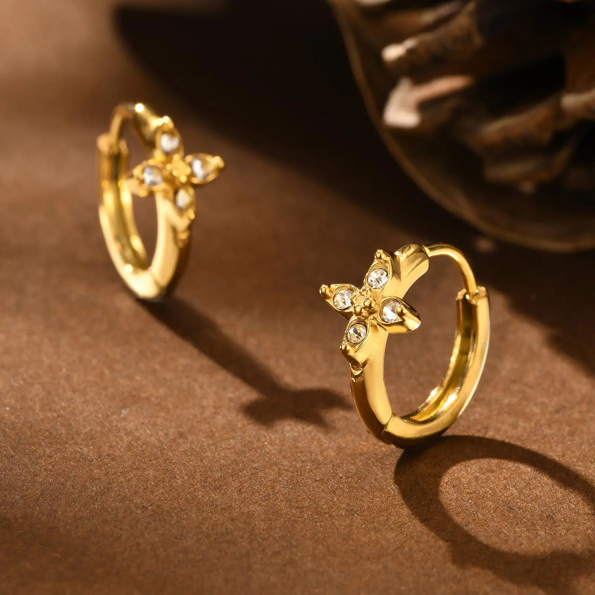 Heart-Shaped Zircon Earrings for Women | Stainless Steel Gold Hoop Earrings