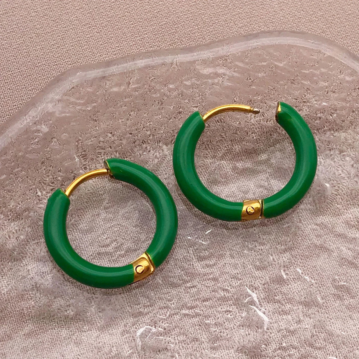 2pcs Candy Color Enamel Hoop Earrings | Sweet Summer Stainless Steel Jewelry