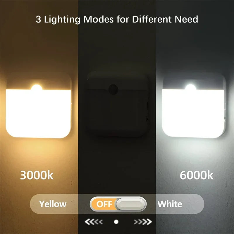 PIR Motion Sensor Night Light | USB Rechargeable LED Lamp
