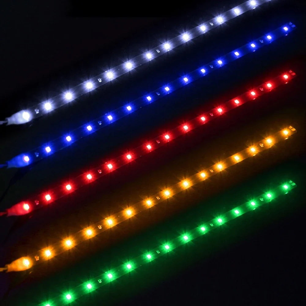 2X 30cm Car LED Strip Lights DRL | Flexible Ambient Decorative Atmosphere Lamp for 12V Vehicles
