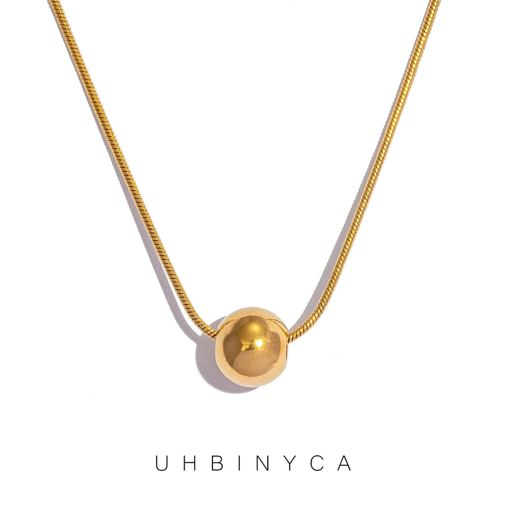 Minimalism Stainless Steel Round Bead Necklace | Handmade Chain Collar Jewelry for Women