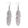 Vintage Feather Dangle Earrings | Boho Drop Earrings for Women