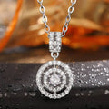 Huitan Circle Design Lady Pendant Necklace Silver Color Inlaid Shining CZ Elegant Wedding Engagement Fashion Accessories Jewelry