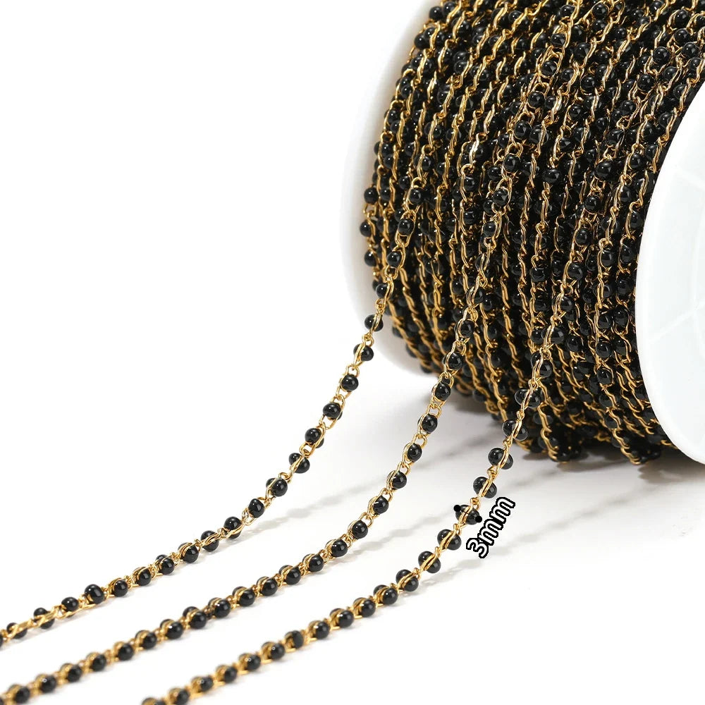 1 Meter Stainless Steel Enamel Beads Chain | DIY Jewelry Making Supplies