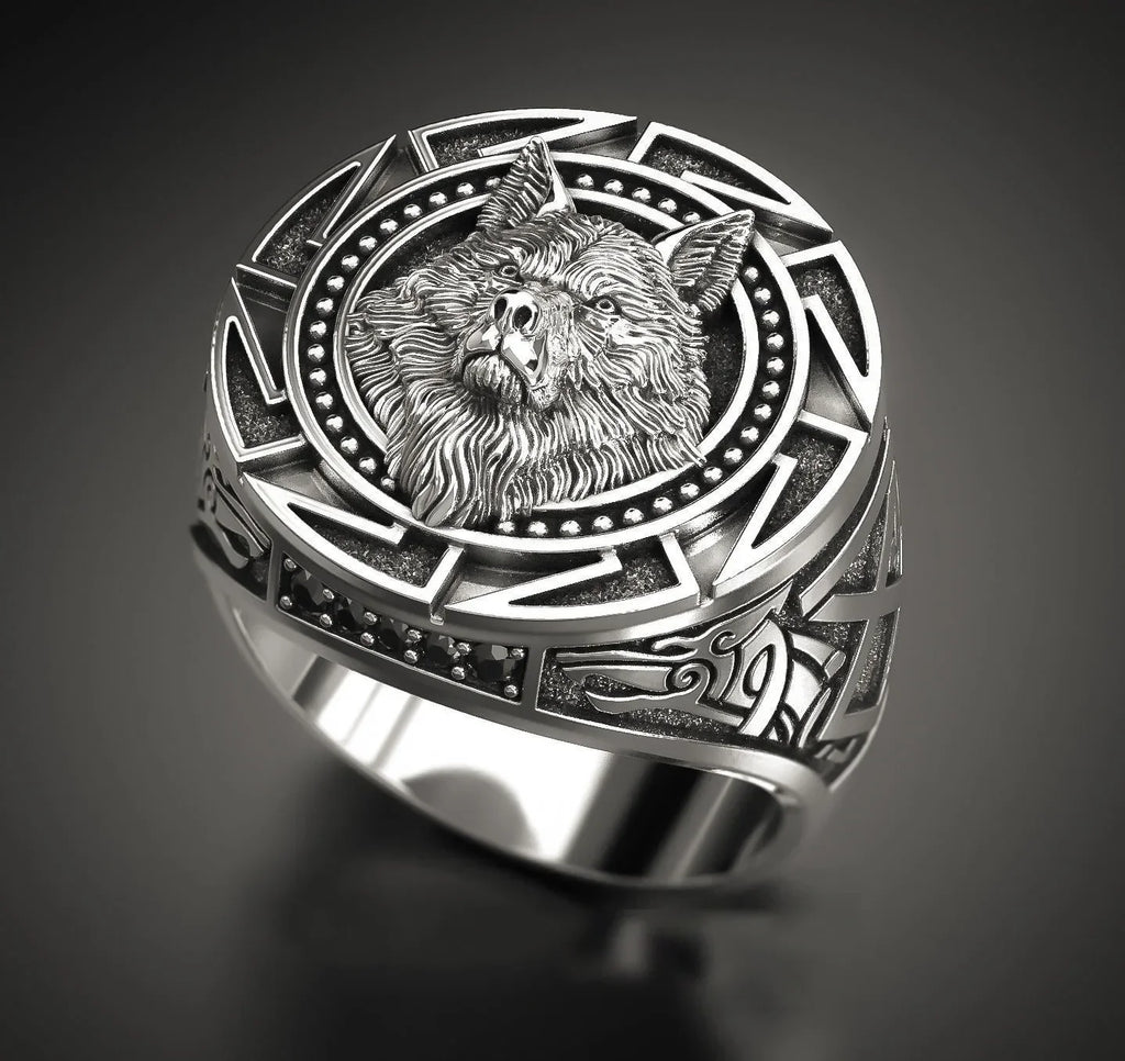 Andara 925 Sterling Silver Ring | Retro Wolf Totem Warrior Ring for Men