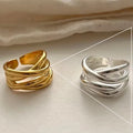 PANJBJ 925 Sterling Silver Pearl Irregular Ring | Women Shell Overlapping Hollow Sweet Design Jewelry