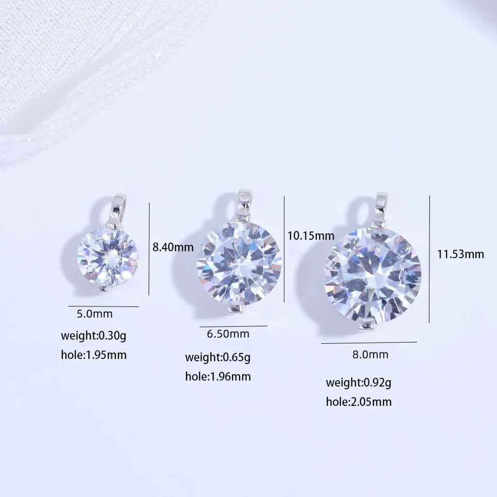 S925 Sterling Silver Inlaid Two-Claw Single Zircon Charm DIY Handmade Bracelet And Necklace Jewelry Accessories SD77