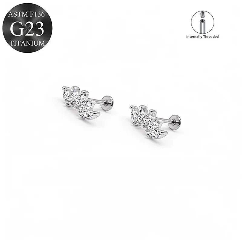 EVISPOL ASTM F136 G23 Titanium Tiny CZ Labret Lip Stud Earring for Women 16G Heart Cartilage Helix Tragus Conch Piercing Jewelry