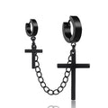 Fashion Punk Cross Pendant Clip Earring | Unisex Metal Chain Tassel Ear Cuff