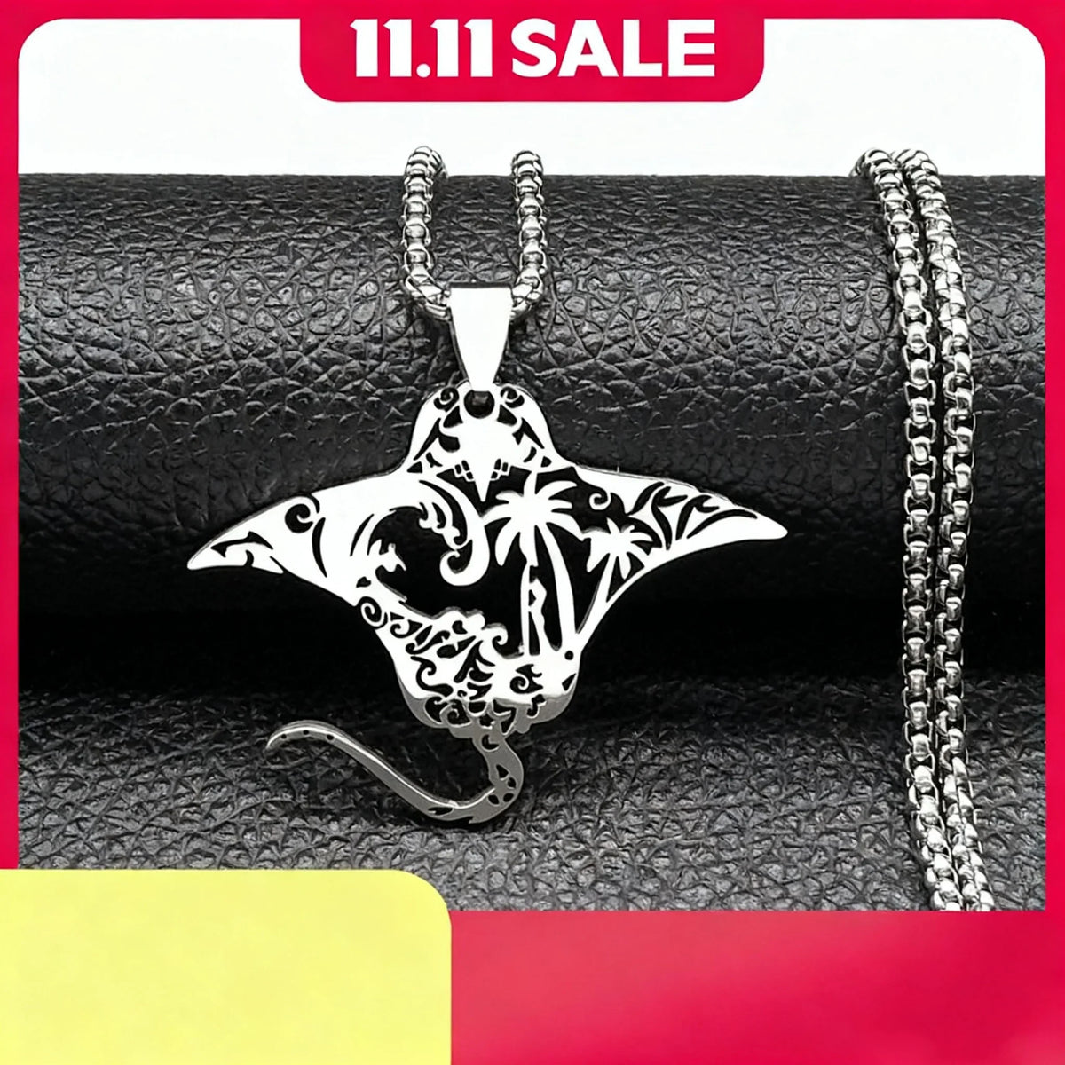 Manta Ray Sea Devil Fish Pendant Necklace | Stainless Steel Gold Silver Color Chain Jewelry