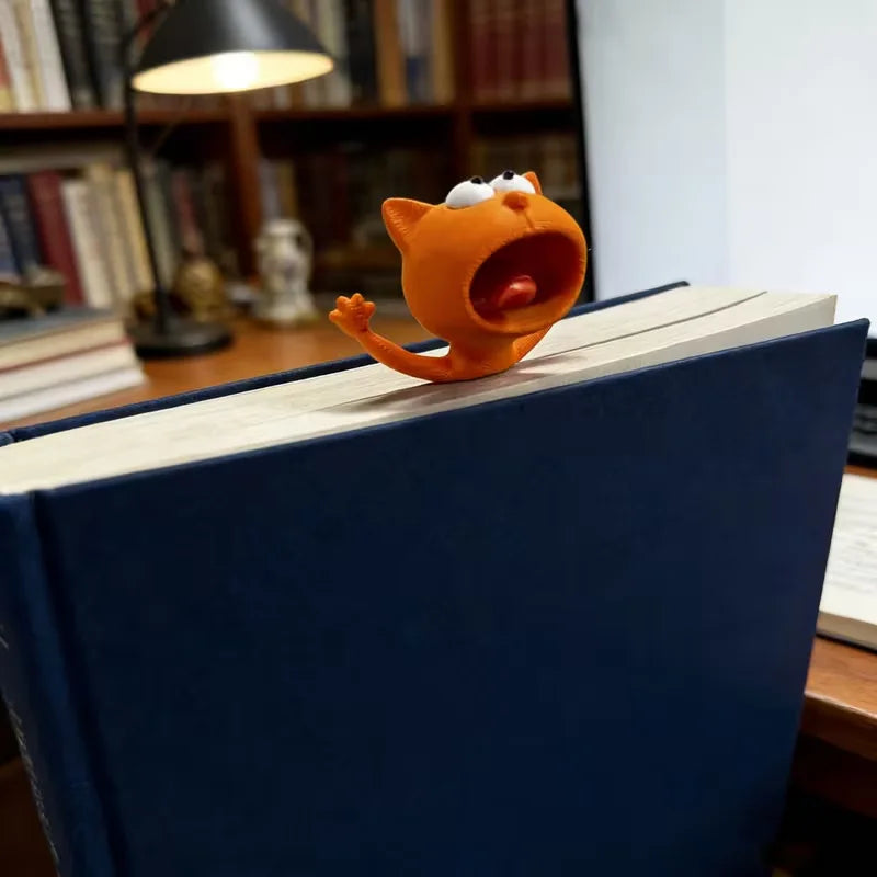 Funny3D Stereo Lazy Cat Bookmark Creative Reusable Waterproof Animal Reading Book Mark for Birthday Anniversary Gift Book Lovers
