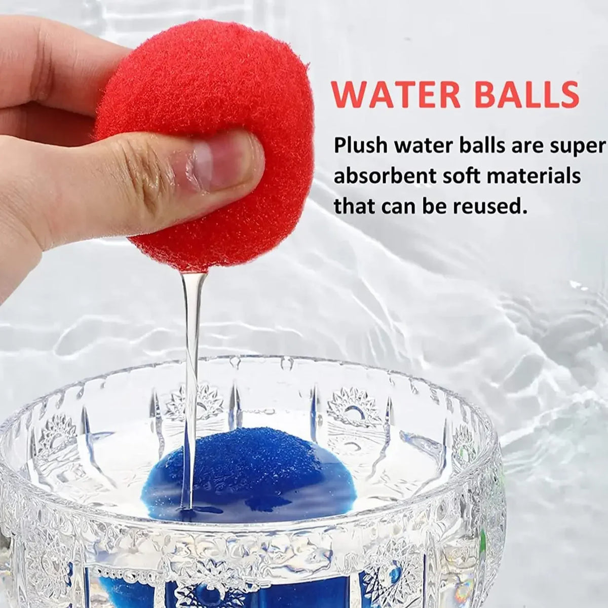 15pcs Reusable Sponge Water Balls | Colorful Splash Balloons for Pool and Summer Fun