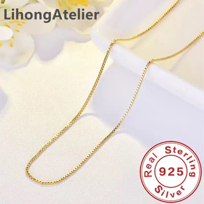 New 925 Sterling Silver Necklace 1mm Box Venetian Necklace Gold Plating Suitable For Women And Men Jewelry Gifts