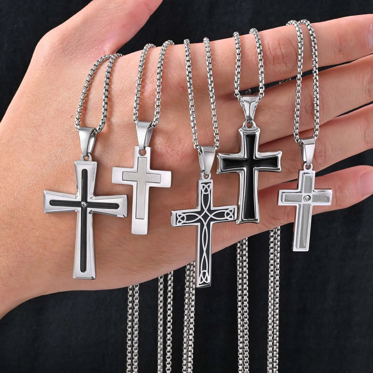 Plain Cross Necklace for Men and Boys | Stainless Steel Silver Tone Religious Jewelry