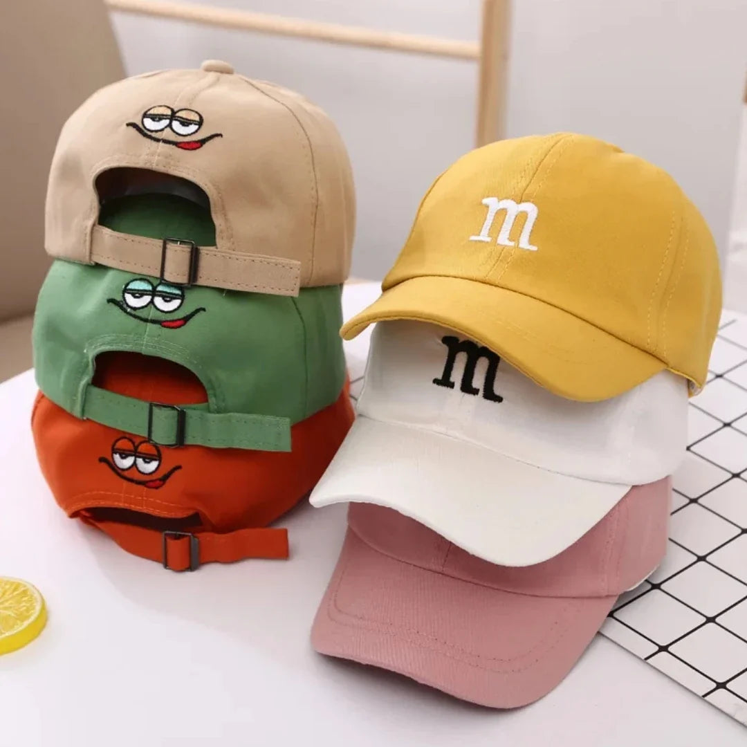 Kids Unisex Baseball Cap with M Letter Embroidery | Adjustable Cotton Sun Hat