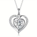 Huitan Delicate Heart Pendant Necklace for Women Luxury Bright Cubic Zirconia Neck Accessory Sweet Love Wedding Bridal Jewelry