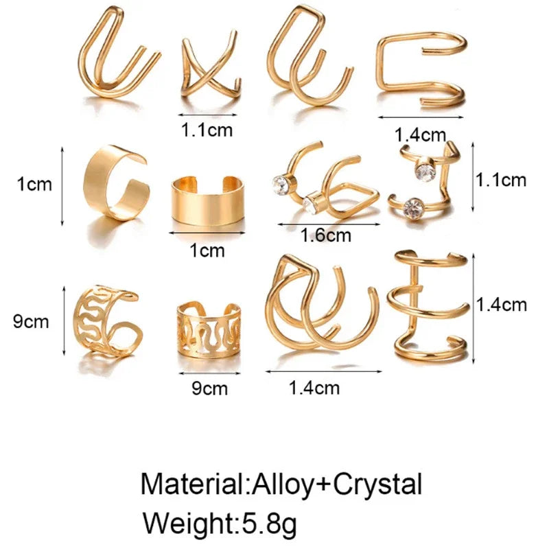 12PCS Hair Cuffs Beads for Braid Rhinestone Hair Piercing Rings Pigtails Decorations for Dreadlocks Accessories Jewelry in Hair