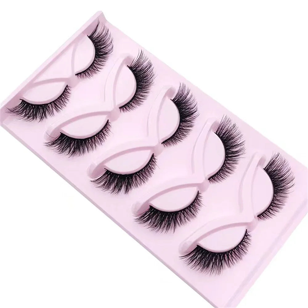 5 Pairs Fox Eye Lashes Winged End Eye Elongated Eyelashes Clear Band Natural Look Lashes Eyelash Extension Manga Lashes