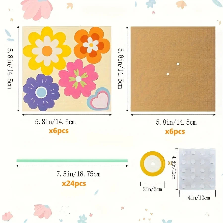 DIY Sunflower Bouquet Kit | 24pcs Paper Flowers with Cards and Ribbon
