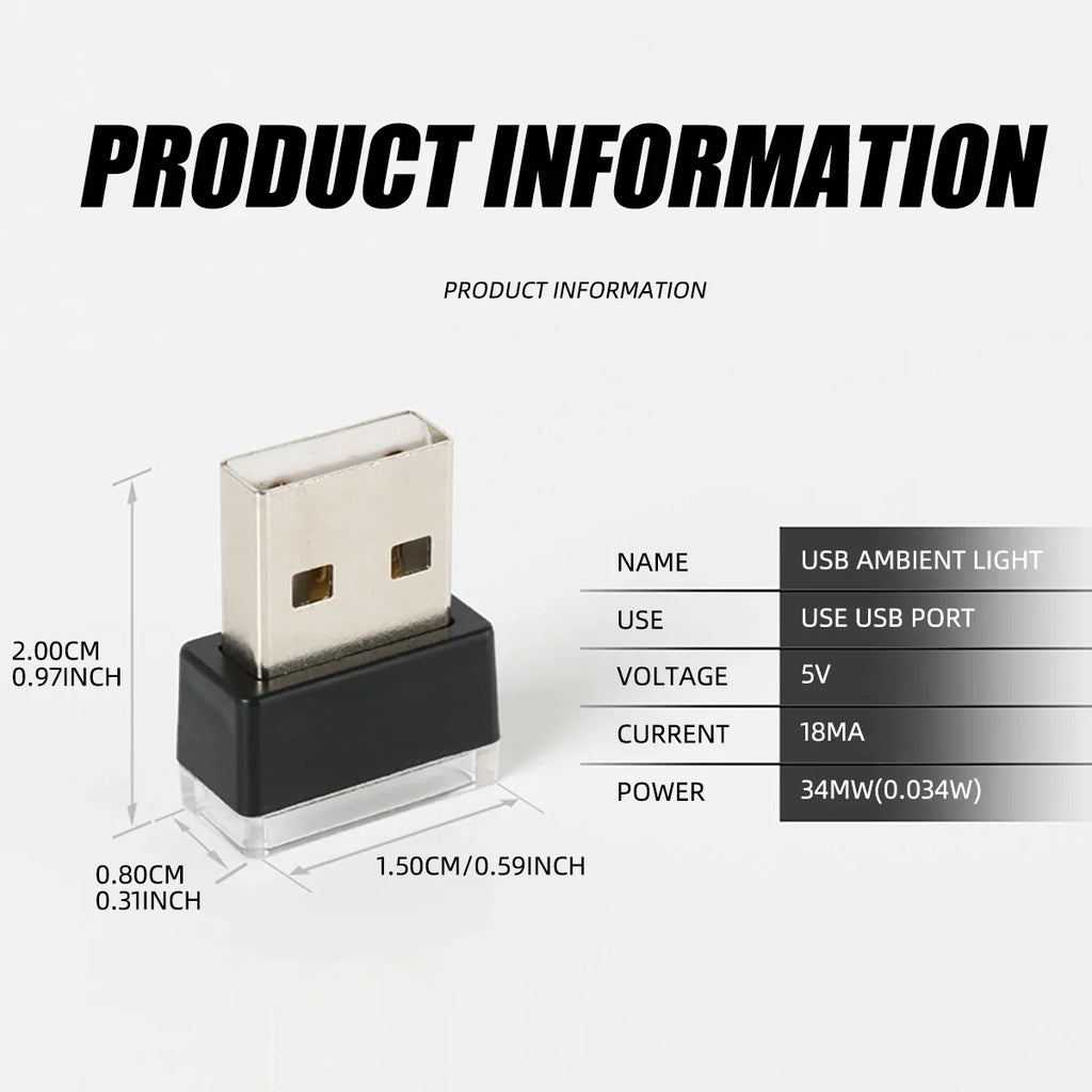 Mini USB LED Atmosphere Light | Multicolor Night Light for PC and Car
