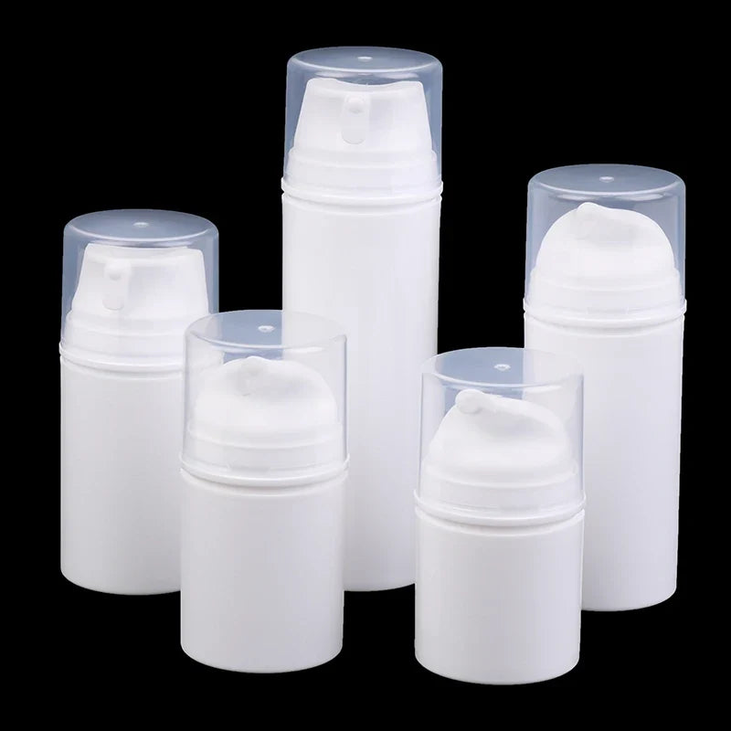 Airless Cosmetic Travel Size Vacuum Pump Bottles | Refillable Emulsion Dispenser Set