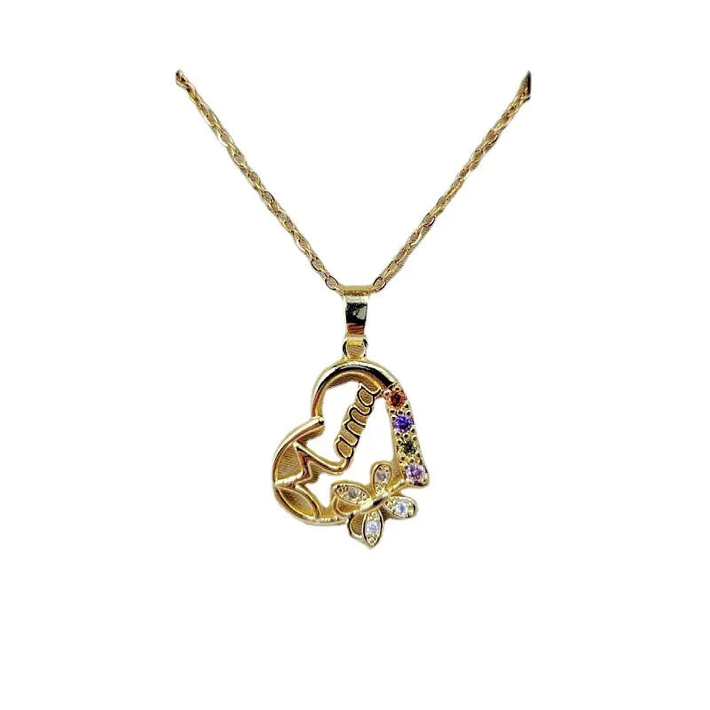 Crystal Heart Mama Necklace | Stainless Steel Pendant Jewelry for Mom