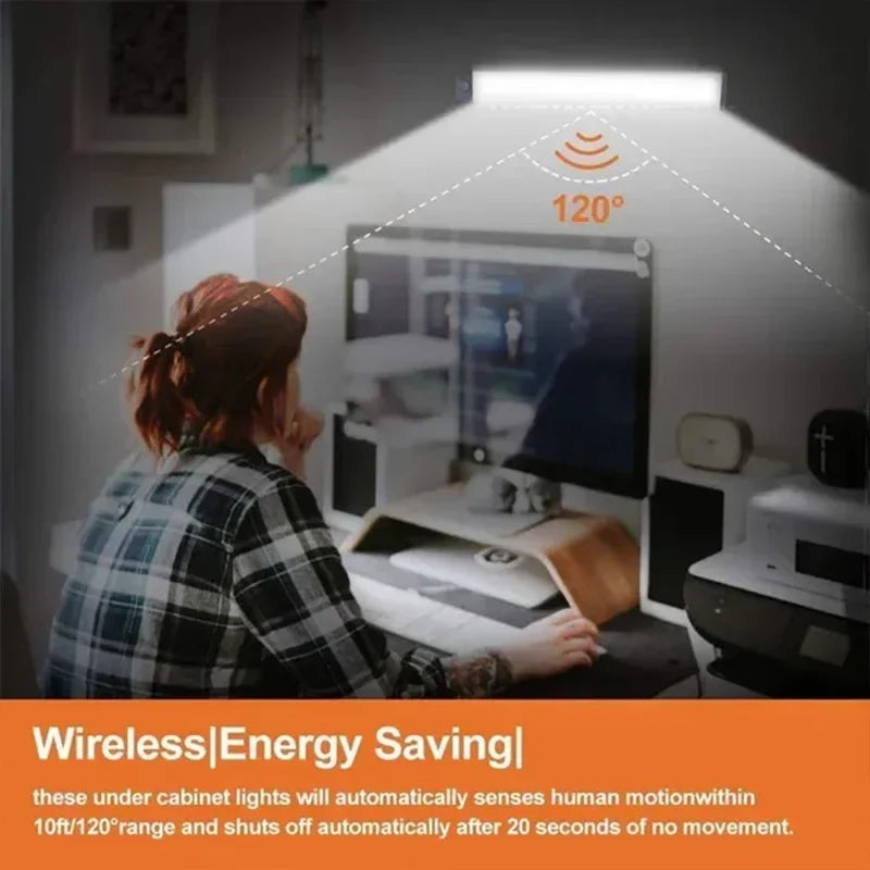 PIR Motion Sensor Rechargeable LED Night Light | Dimmable Magnetic Lamp for Closet Stairs Bar