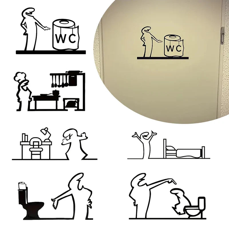 La Linea Minimalist Line Art Door Sticker | Home Decoration