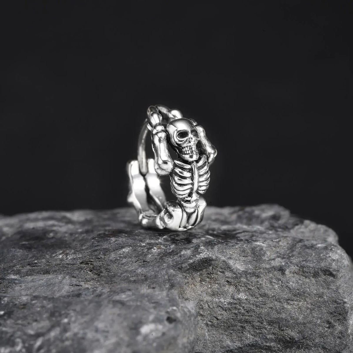 Punk Skeleton Hoop Earrings for Men | Never Fade Metal Huggies