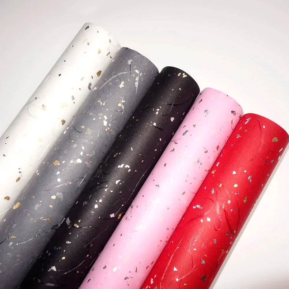 Floral Wrapping Paper Set | 5 Sheets with Gold and Silver Sparkles