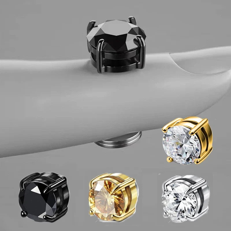 Fashion Crystal Magnetic Clip Ear Stud | Non Piercing Earrings for Men Women