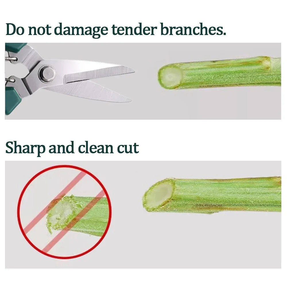 190mm Straight Head Pruning Shears | Stainless Steel Garden Scissors