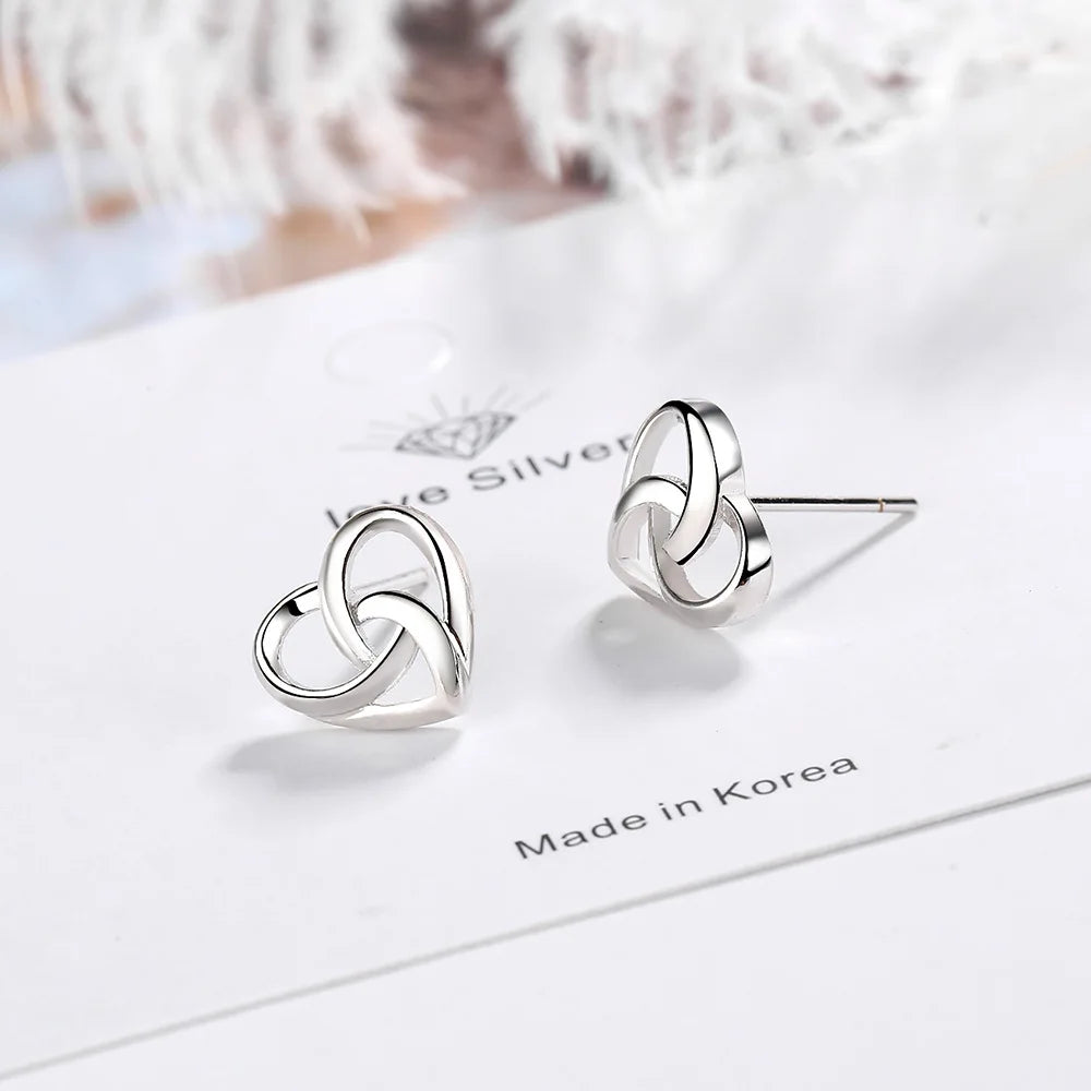 925 Sterling Silver Love Heart Stud Earrings | Elegant Women's Jewelry