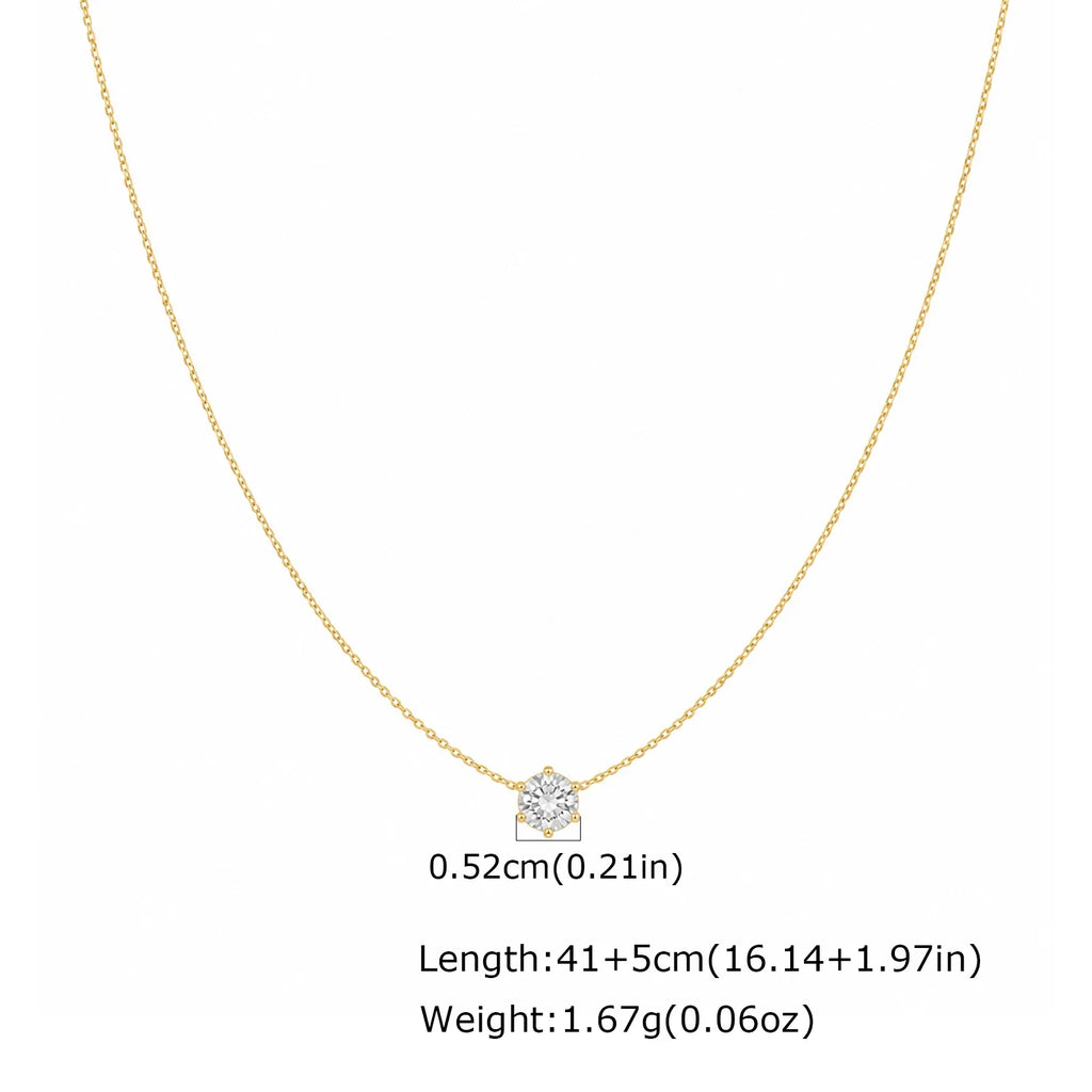 Minimalist Solitaire Zircon Choker Necklace, Crystal Pendant, 18K Gold Plated Stainless Steel Clavicle Chain Jewelry