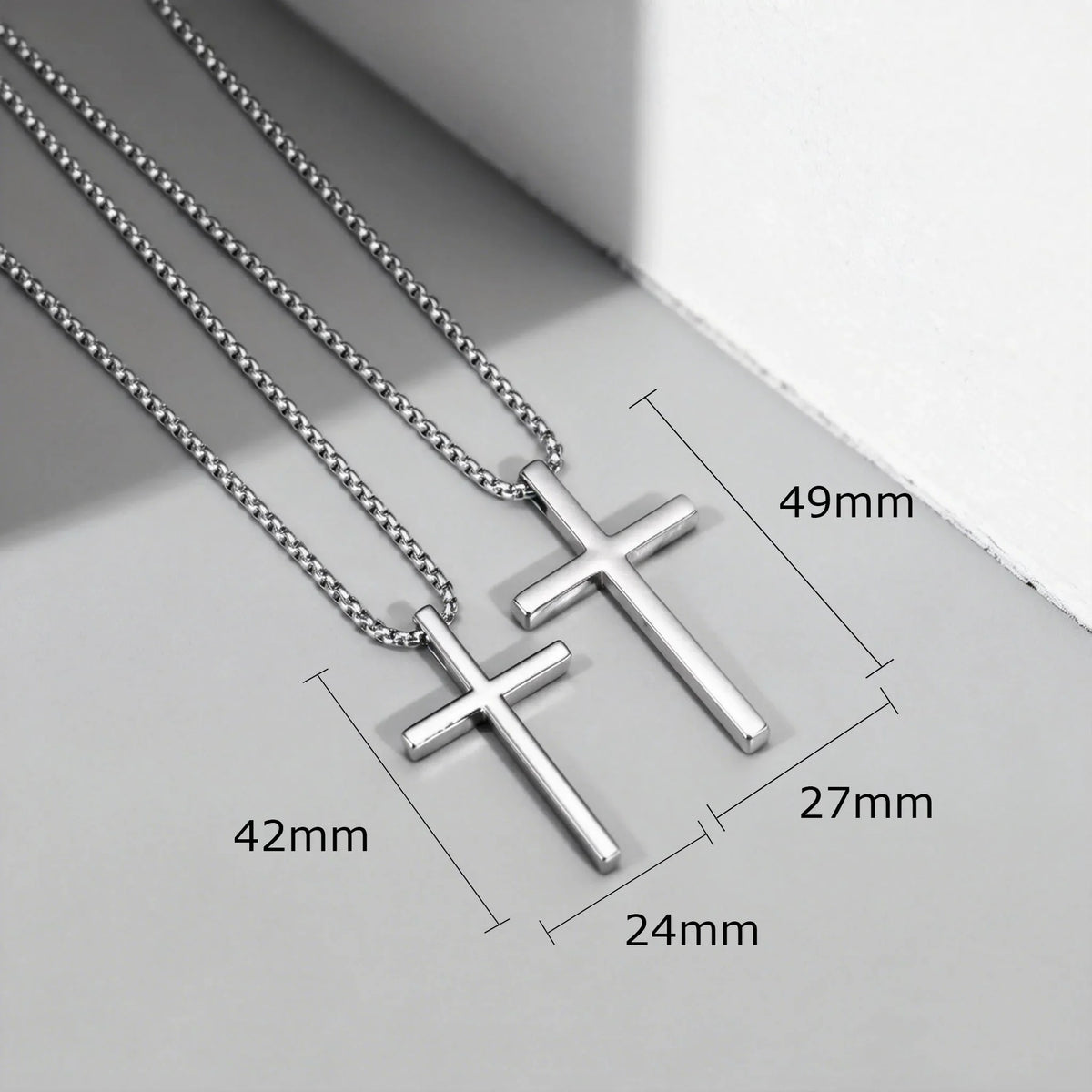 Fashionable Cross Pendant Necklace | Unisex Stainless Steel Box Chain