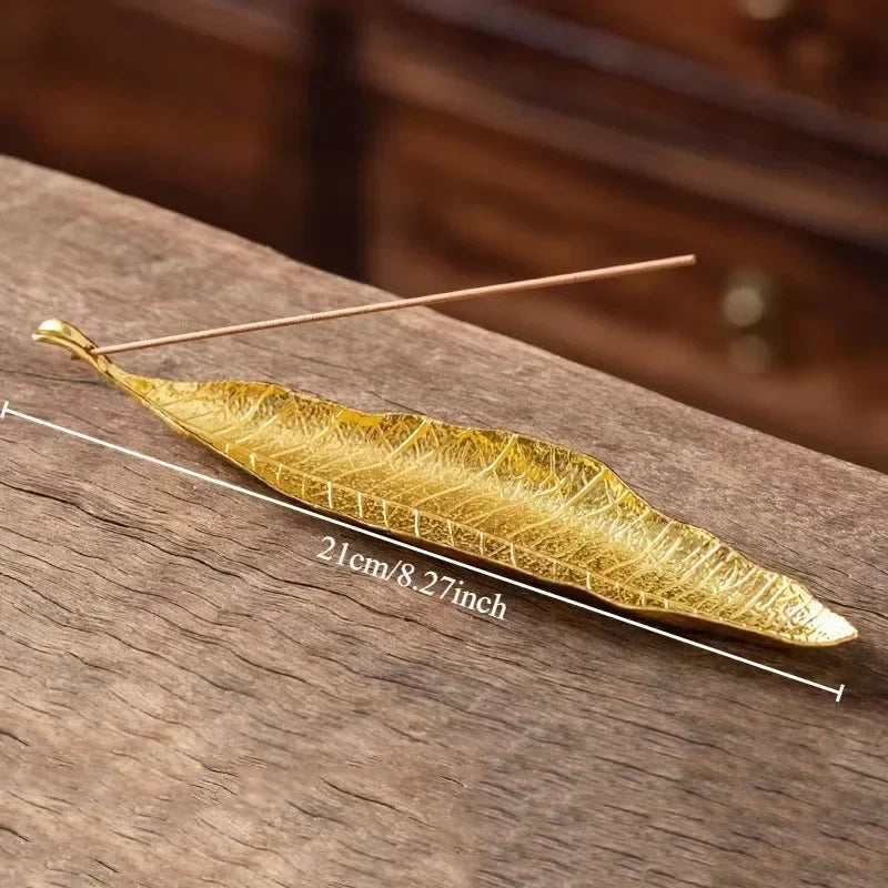 Incense Holder Ash Catcher | Long Leaf Design for Meditation and Home Decor
