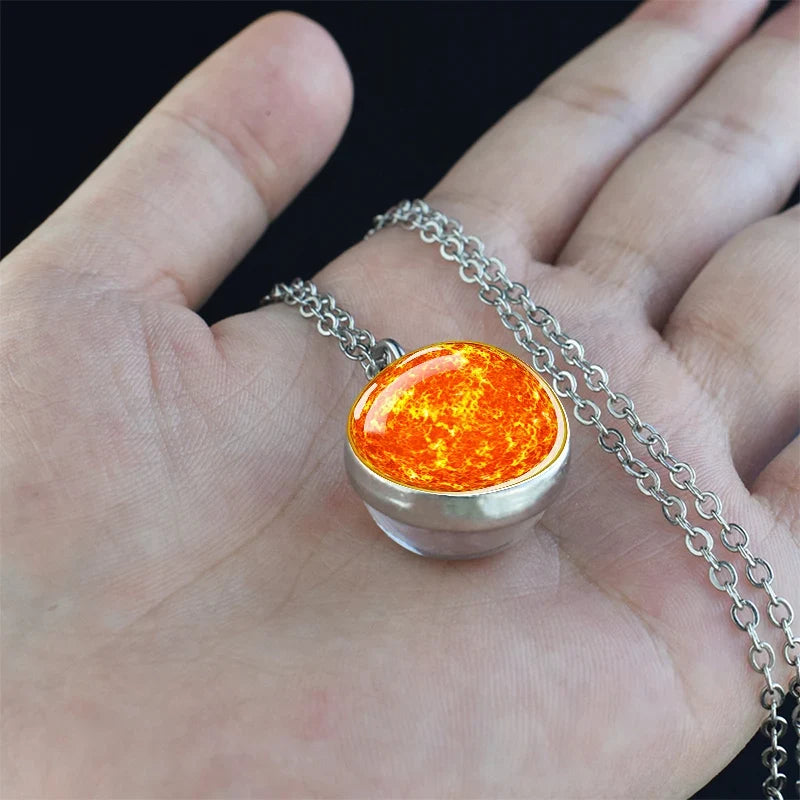 Solar System Glass Ball Pendant Necklace | Astronomy Galaxy Jewelry