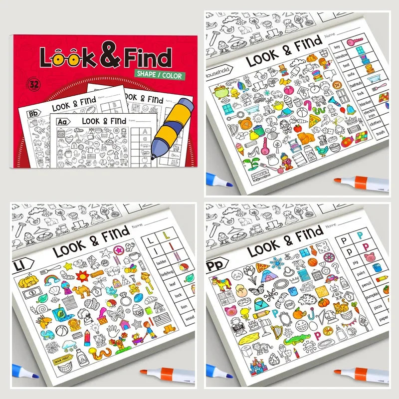 Look and Find Shape/Color Workbook | Children's Search and Coloring Activity Book