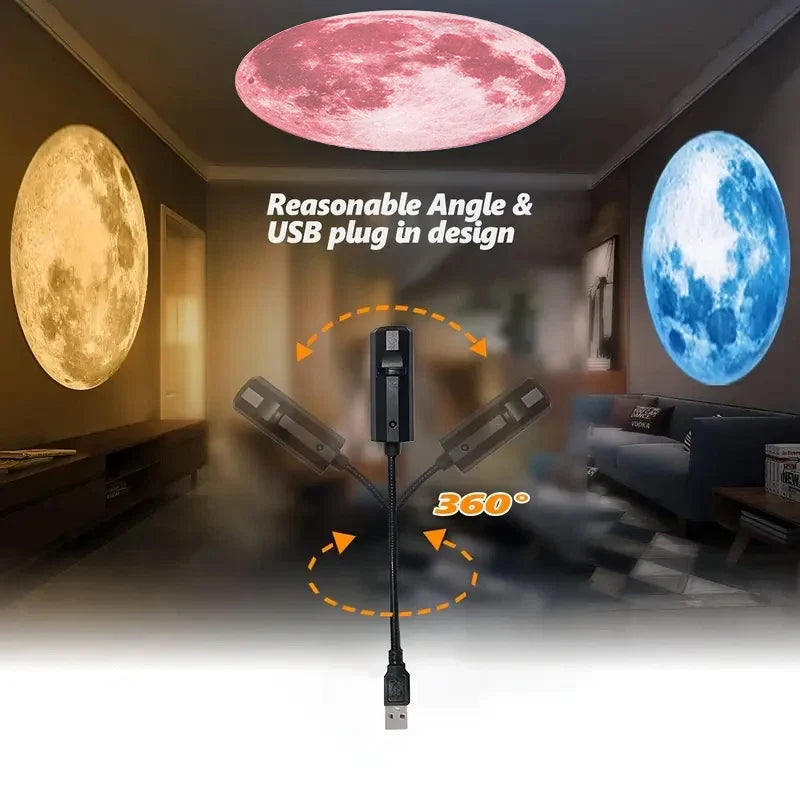 Moon Projection Lamp | Romantic USB Night Light for Bedroom Atmosphere