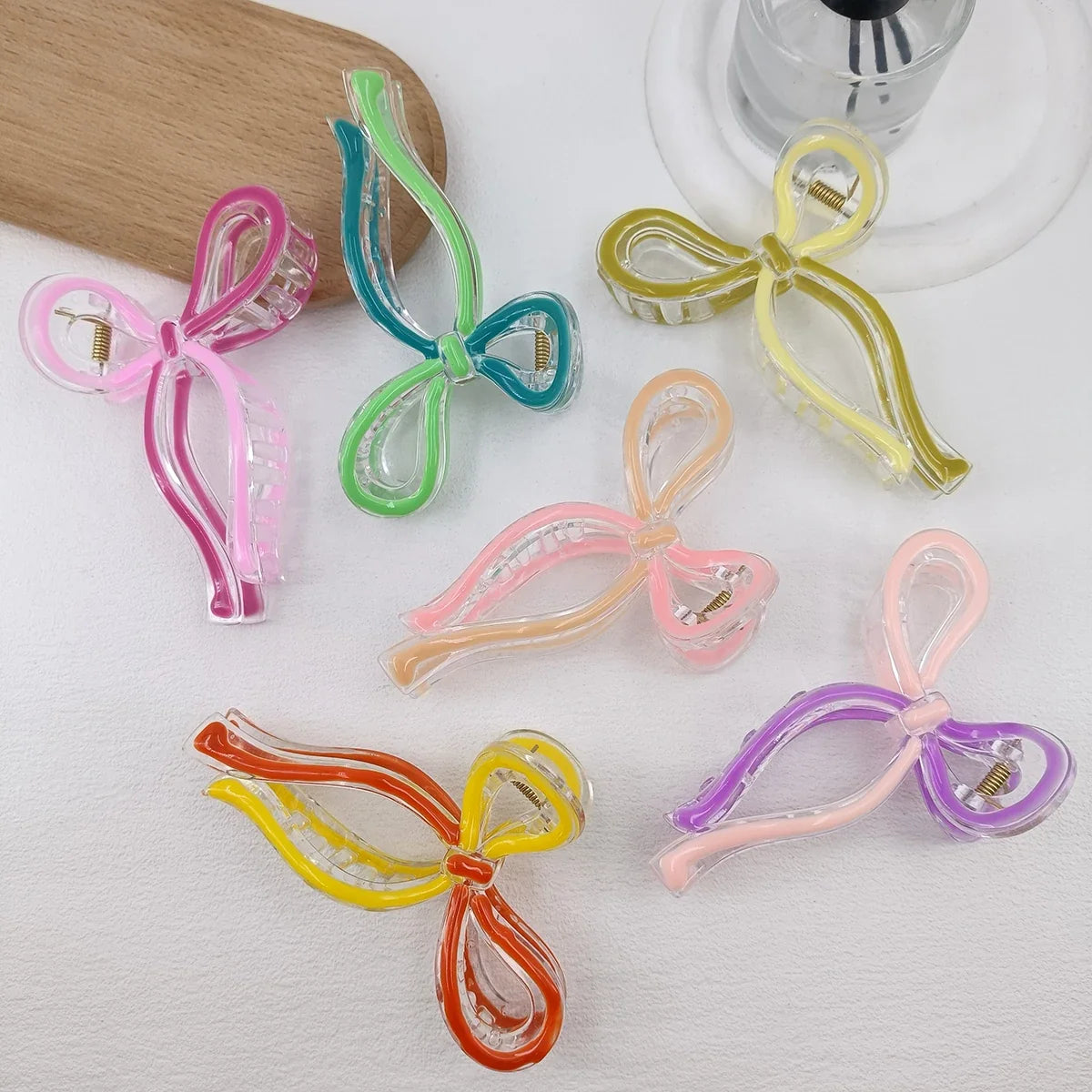 13cm Simple and Versatile Hollow Streamer Bow Ties Oil Dripping Plastic Hair