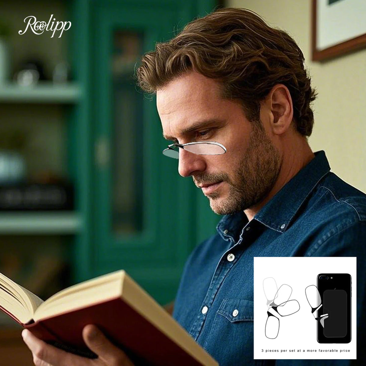 Nose Clip Reading Glasses Man High Quality Men Portable Foam Nose Glasses for Seniors Transparent Eyeglasses with Case