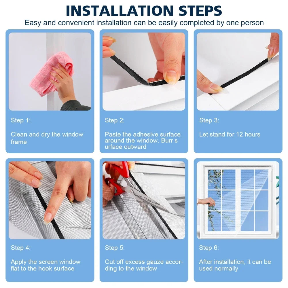 Self-Adhesive Mosquito Window Screen Curtain | DIY Insect Net for Doors and Windows