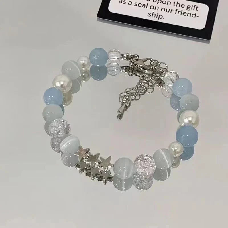 Crystal Butterfly Pendant Bracelet | Colorful Glass Bead Jewelry for Women