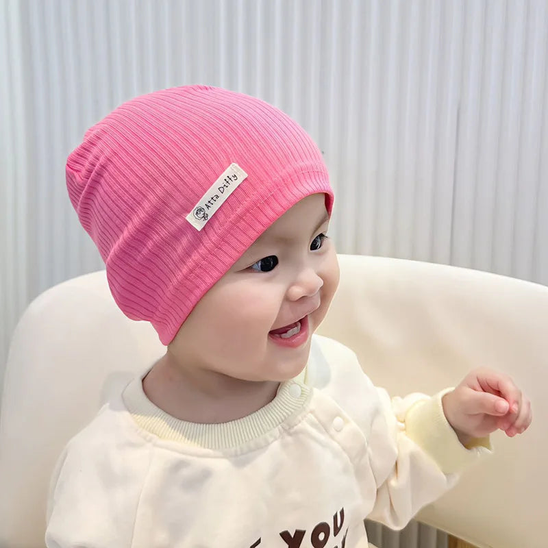 Soft Knit Baby Beanie | Breathable Cotton Candy Color Hat for Toddlers
