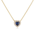 HECHENG Luxury Colored Crystal Heart Pendant Ocean Heart Necklace Brass Golden Plated Material Women's Wedding Necklace