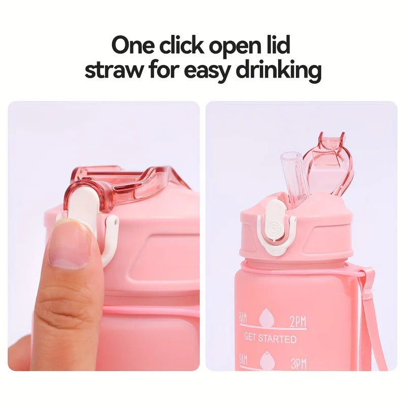 900ml Sports Water Bottle with Time-Tracking Straw | Leak Proof and Locking Flip Cover