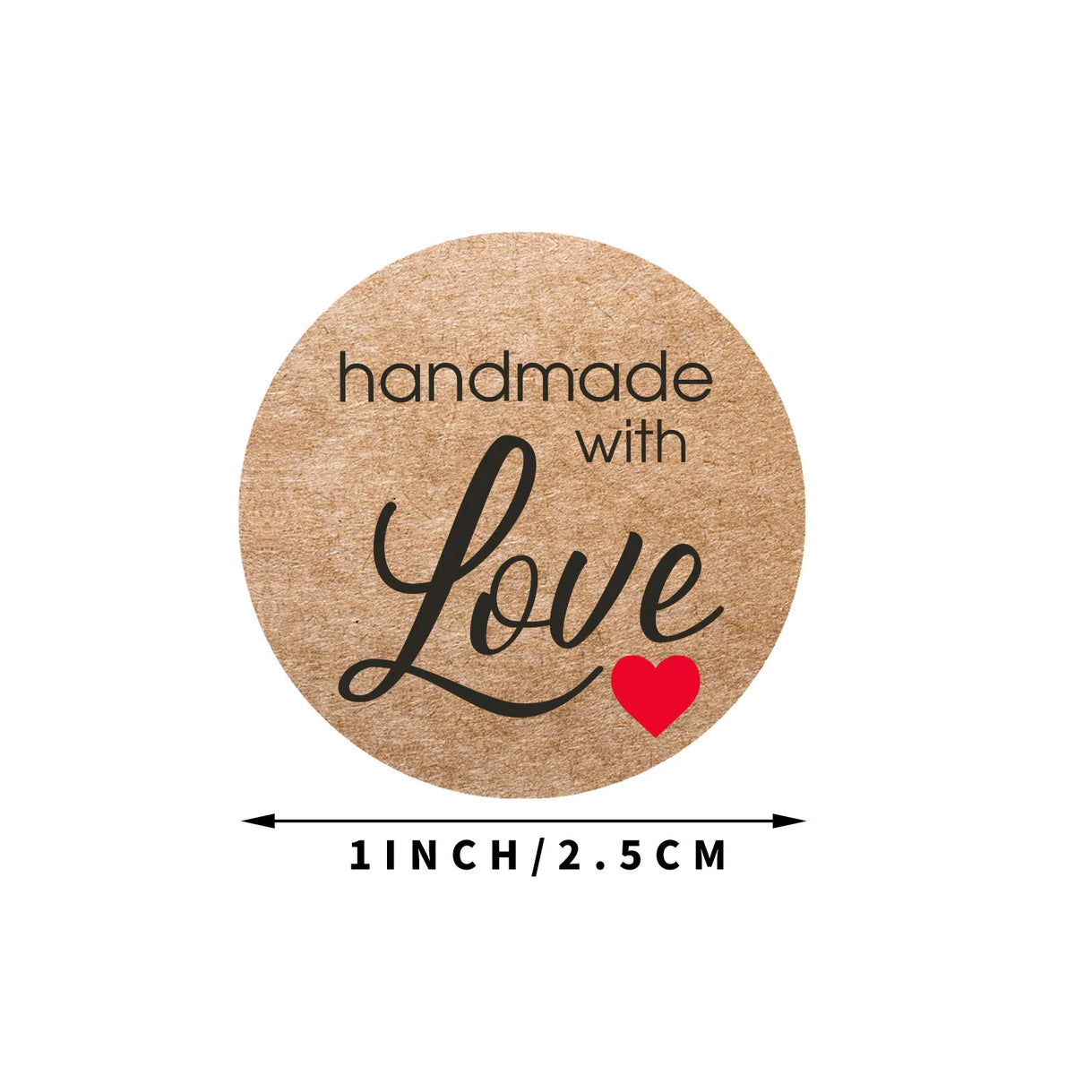 Vintage Kraft Paper Stickers | Handmade With Love Thank You Labels for Packaging and Gifts