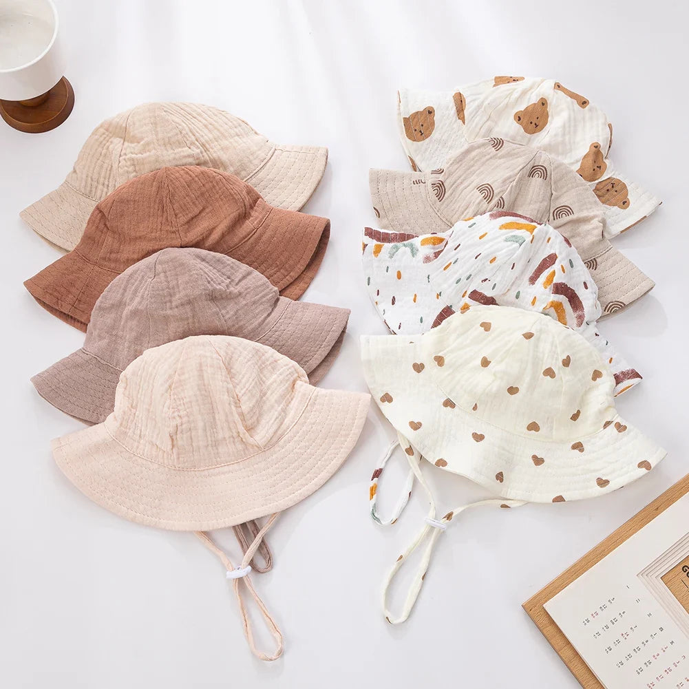 Baby Cotton Bucket Hat | Unisex Sun Protection Hat for Infants 3-12 Months